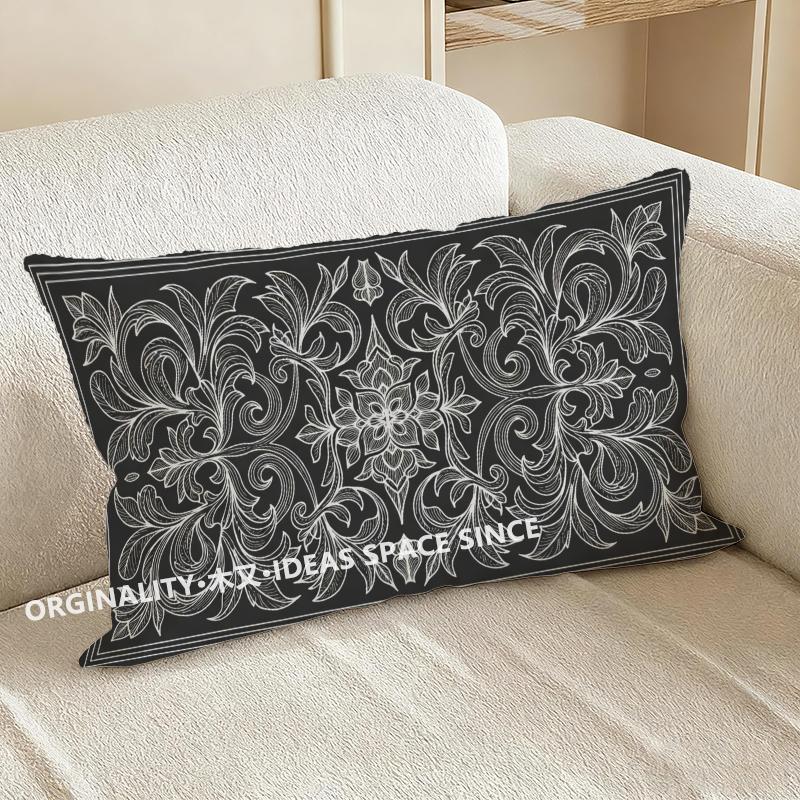 Elegant Floral Pattern Pillowcase Suitable For Sofa Bedroom Car Pillow Cover Cushion Rectangular Back Cushion