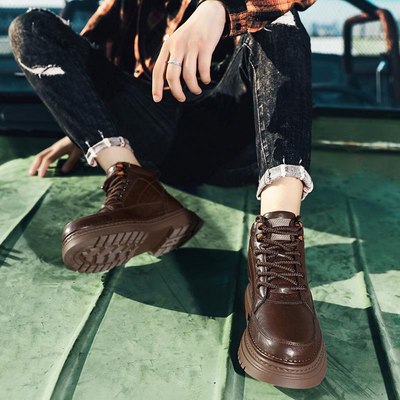 Leather Martin Boots Men'S Leather Outdoor Retro Platform Tooling Boots