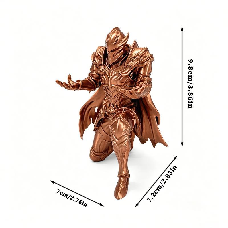 3D Printed Kneeling Knight Pen Holder Dark Fantasy Medieval Warrior Statue Desktop Organizer Plastic Stand Home Office Decor