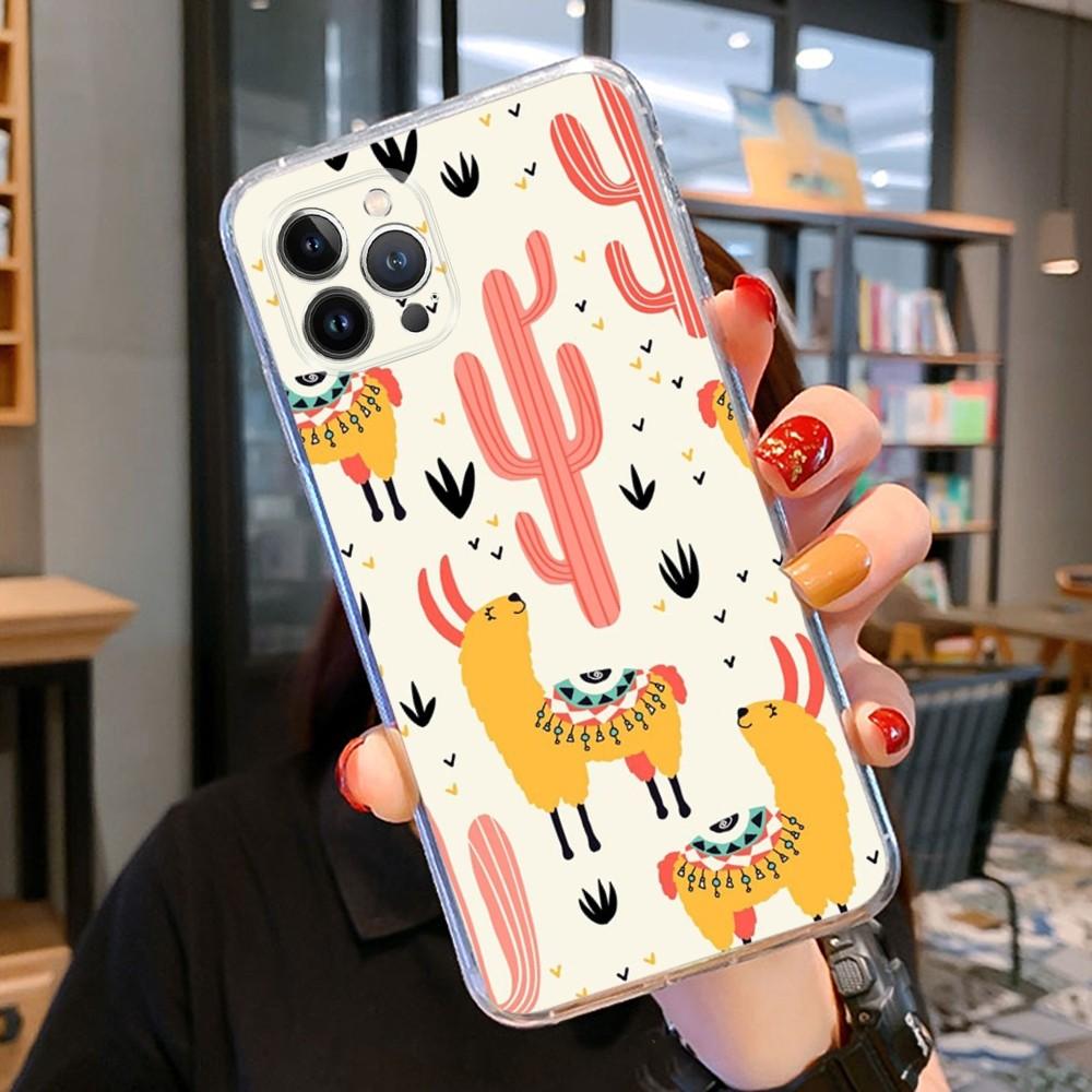Cartoon Lama Phone Case For iPhone 15 14 11 12 13 Mini Pro XS Max Cover 6 7 8 Plus X XR SE 2020 Funda Shell