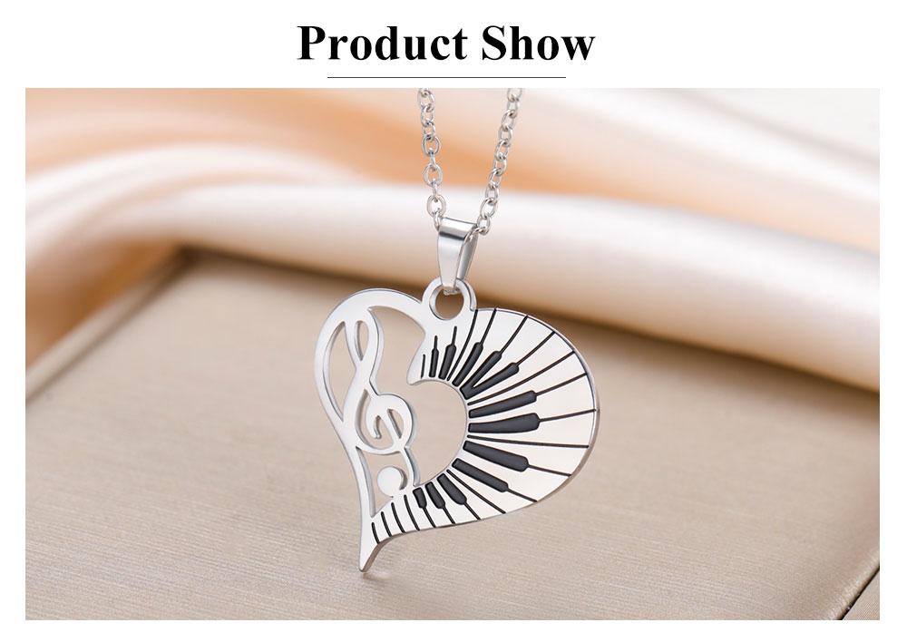 Cazador Trendy Music Note Heart Pendant Necklace for Women Piano Keyboard Chain Stainless Steel Jewelry Music Lovers Gifts