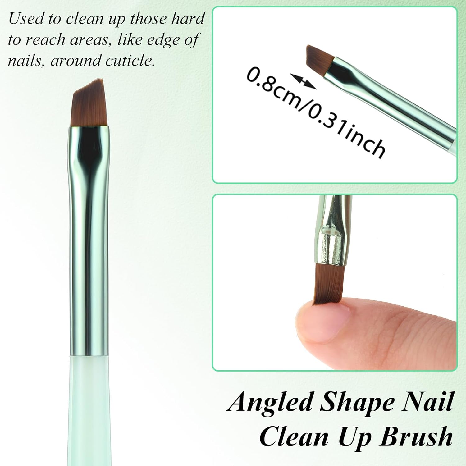 Nail Clean Up Brush, 3 Pcs Acetone Nail Polish Remover Brush Nail Art Brushes Set Professional Manicure Tools for DIY Nail Art Designs, Cleaning