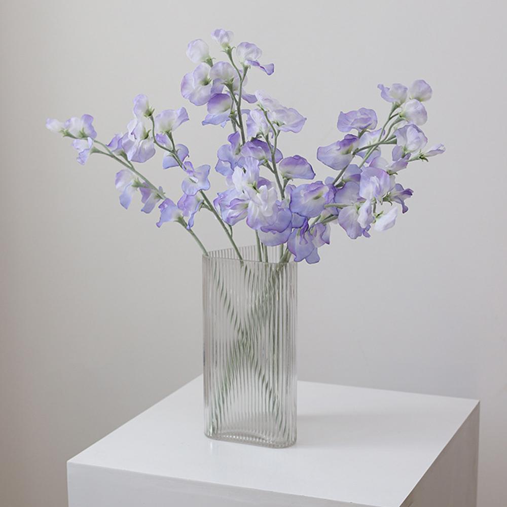 Artificial Sweet Pea Flower Branch Lifelike Fake Flowers Flocked Stem Fabric for DIY Home Bouquet Supplies Wedding Decoration