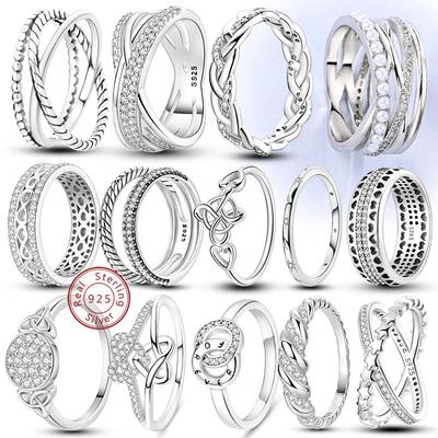 New Original 925 Sterling Silver Rings Stackable Infinite Silver Zircon Ring For Women Wedding Anniversary Birthday Jewelry Gift
