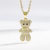 925 Sterling Silver Gold Rose Gold Cute Bear Pendant Necklace Sweet Personality JewelryGood product