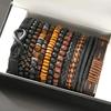 12pcs Vintage Braided Faux Leather Bracelet Set with Tiger Eye & Moonstone Beads - Stylish Accessories for Daily Wear & Parties (Box Not Included)
