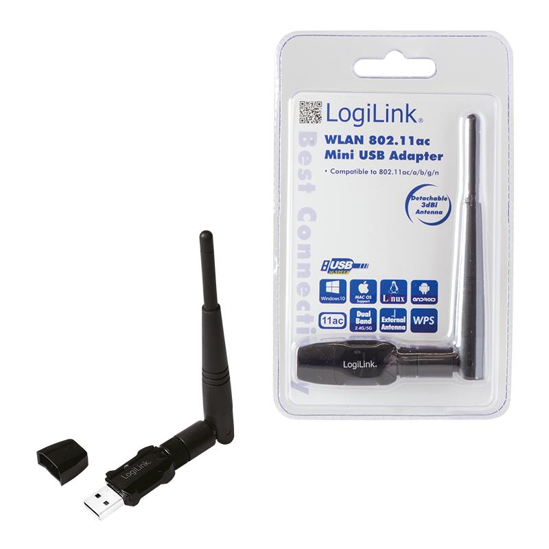 Mini adattatore Wi-Fi dual band, 802.11ac, USB 2.0, 600 Mbit/s, LogiLink