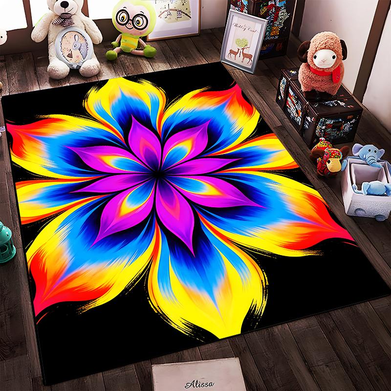 Colorful Abstract Flower Petal Pattern Carpet - Home Decor Art Rug Suitable for use as an anti-slip for living room bedroom sofas