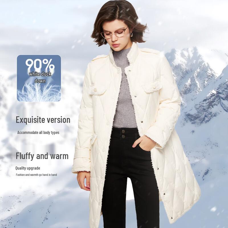 Shetu Women's Simple Solid Long Sleeve Mid-Length Down Jacket