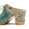 Johnature Genuine Leather Retro Outside Slippers Riveted Thick Heeled High Heels Slides Sandals Women Shoes