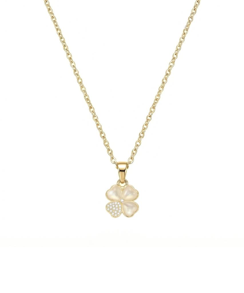 Julius1 Mother-Of-Pearl Four-Leaf Clover Women'S Chain Necklace Jsb-517