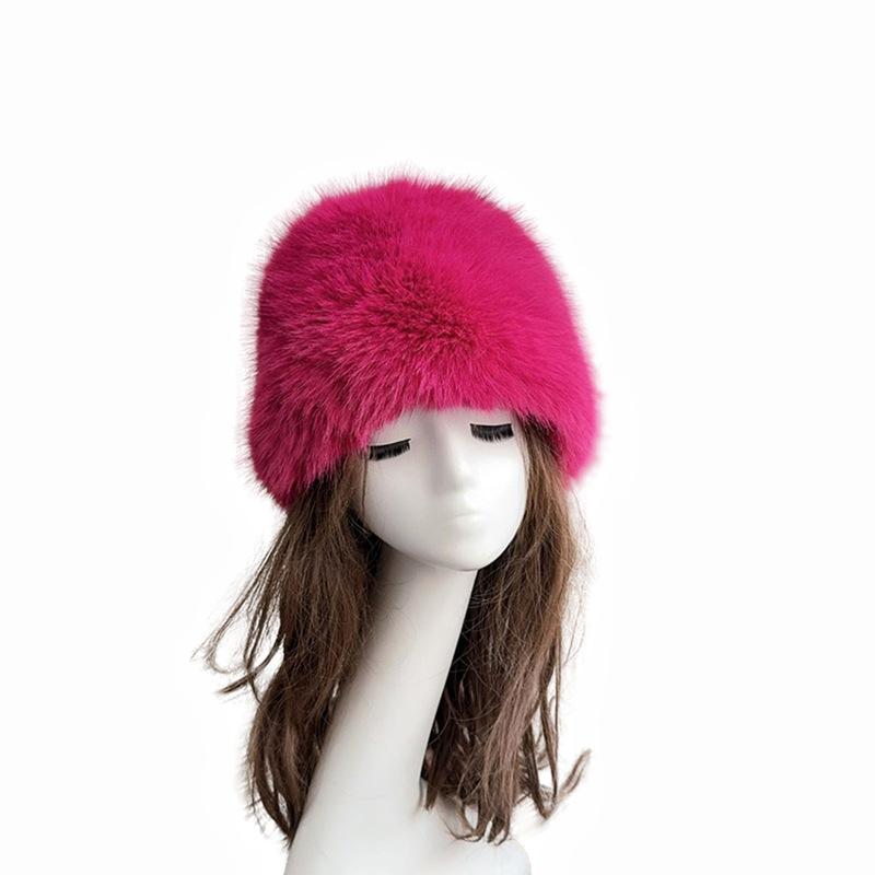 Warm Plush Fisherman Caps Solid Color Faux Fox Fur Basin Hat Autumn Imitation Fur Bucket Cap