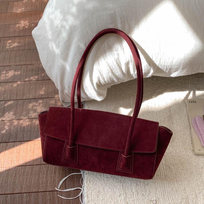 

2025 new fashion tote suede retro shoulder underarm commuter bag women s lazy large-capacity handbag красный