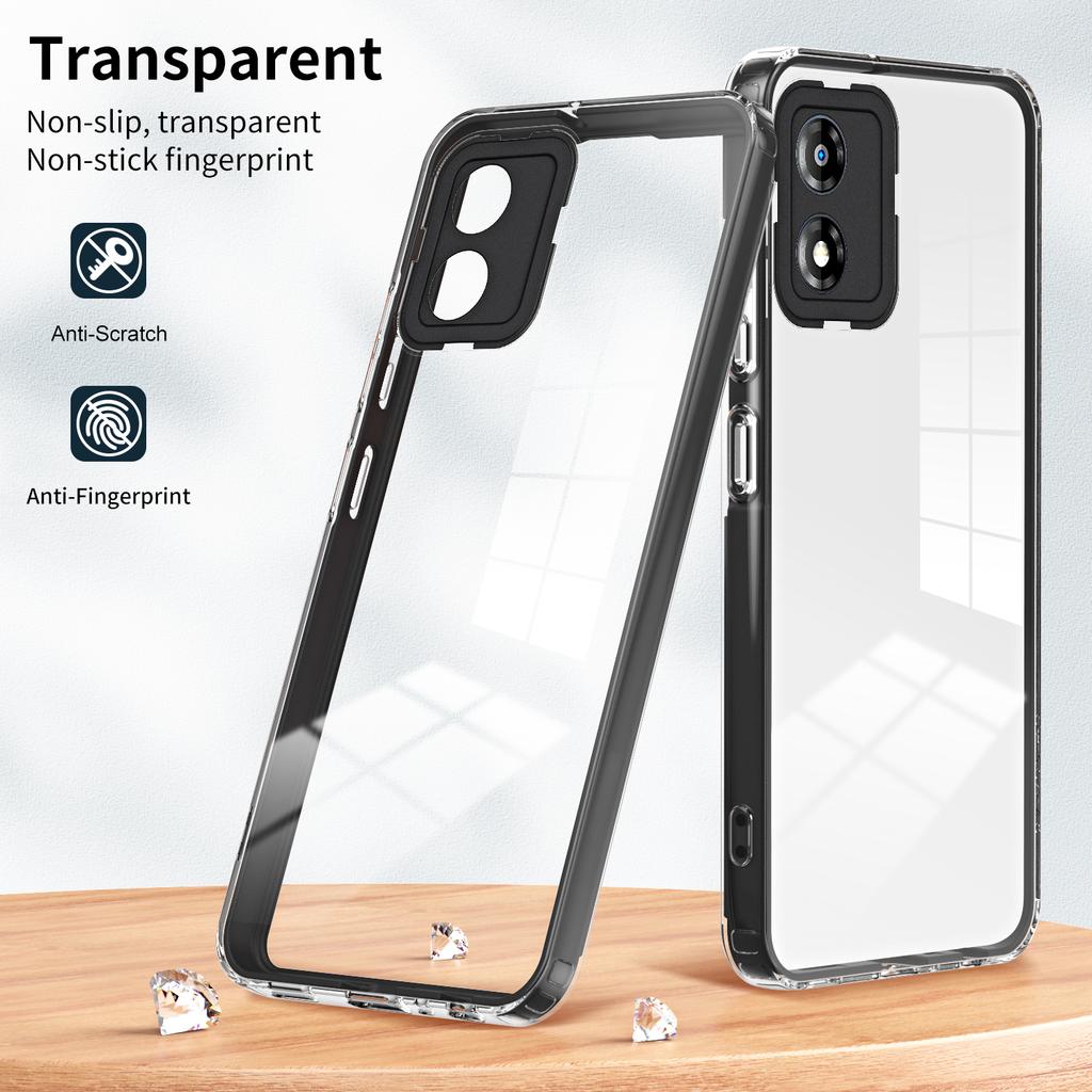 For Motorola Moto E13 4G 3-in-1 Transparent Phone Cover Camera Protection TPU+PC Drop-proof Case