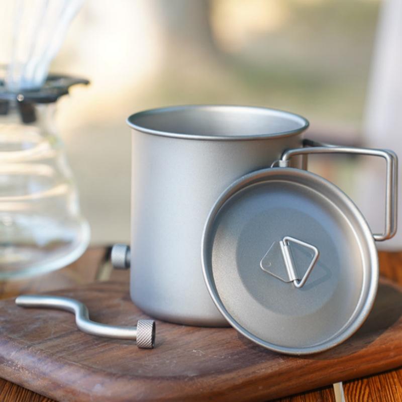 420ml Pour Over Coffee Kettle Outdoor Ti Pour Over Coffee Kettle Gooseneck Tea Kettle Folding Handle