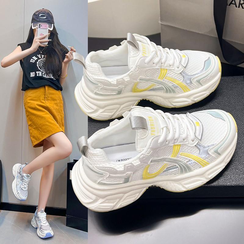 2025 New Popular Summer Net Shoes Single Net Breathable Dad Shoes Women's Platform Versatile Casual Jogging Sports Shoes Tide