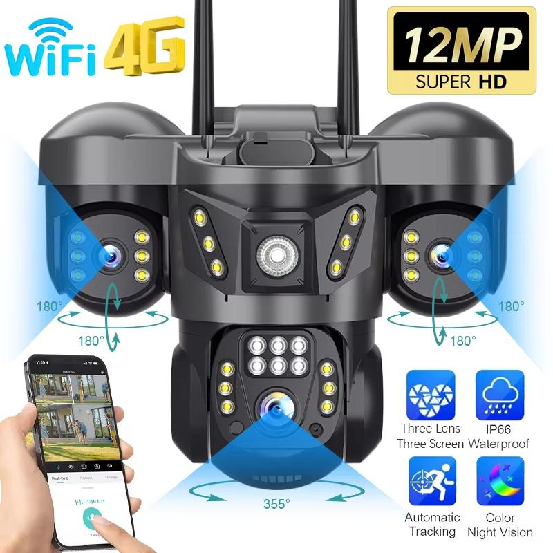 

LS VISION 12MP Three Lens 4G Sim IP Camera Outdoor Human Detection WiFi Surveillance Cameras 6K Security Protection Video Monitor V380 Pro WiFi Camera