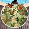 Bird Flower Print Round Beach Towel Microfiber Circle Bath Towels Quick Dry Absorbent Pool Towels Sand Free Shawl Beach Blanket