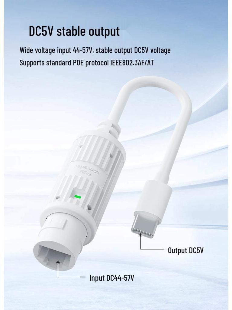 48V to 5V 2.4A POE Converter for WiFi Camera & Tablet with Type-C Port