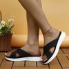 Women's Summer New Flyknit Cross-Strap Slippers Flat Wedge Fish-Mouth Thick-Soled Plus-Size