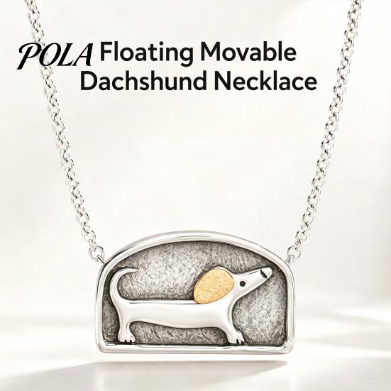 Healing Pet Remembrance Jewelry Floating Movable Dachshund Locket Necklace, Magnetic Openable Memory Capsule Personalized Memorial Gift Pendant, Cute