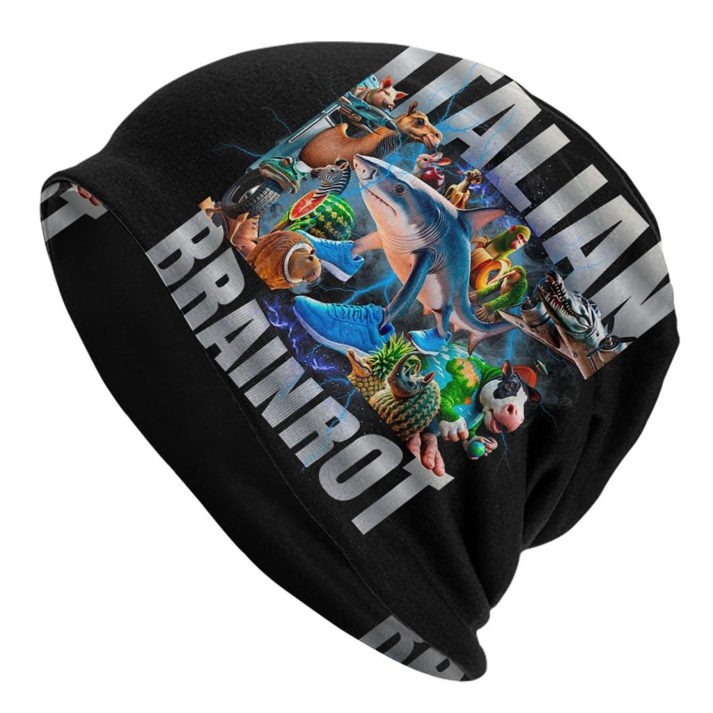Tung Tung Tung Sahur Skullies Beanies Hat Funny Italian Brainrot Meme Spring Unisex Street Caps Warm Dualuse Bonnet Hats