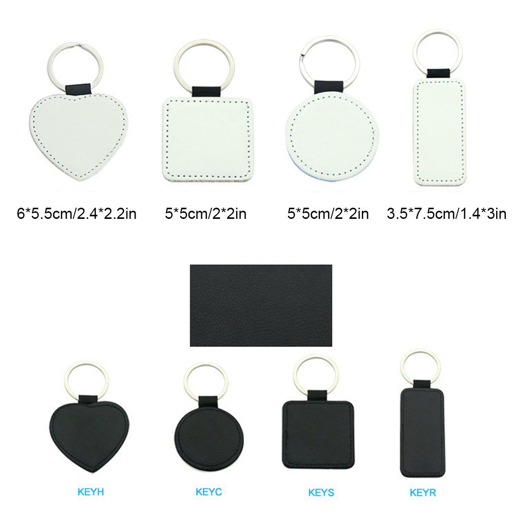 Leather Keychains Blank Heart Round Sublimation Key Holder DIY Printing Tags Luggage Label Bag Pendant Travel Accessories