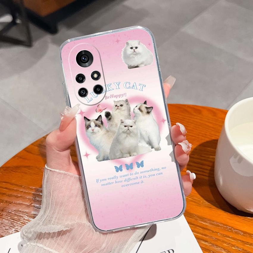 Case For Huawei Nova 8 9 10 11 Pro SE P Smart 2019 2020 Y60 Y70 Cute Black Cat Phone Cover Soft Slim TPU Shockproof Transparent Shell For Huawei Cases