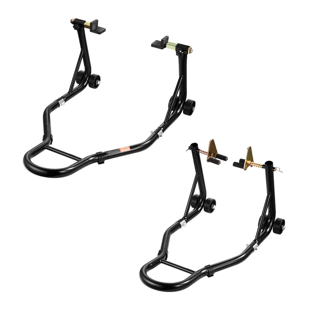 VEVOR Motorcycle Stand Lift, 1100lbs Capacity Front Rear Combo Stand Lift, Front Wheel Dual-Fork Stand, Rear U+L Fork Swingarm Spool Stand