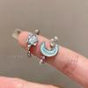 Glacier Blue Star Moon Open Ring Female Exquisite Couple Index Finger Ring Niche Design High-end Ring