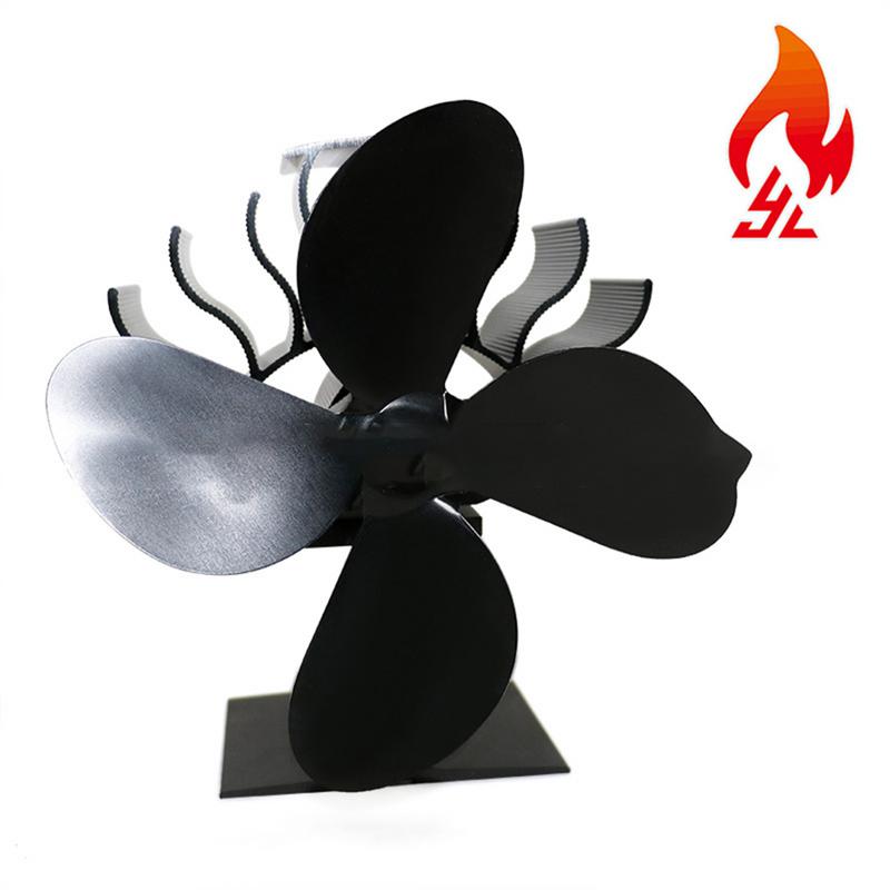 Vier Blätter für Kaminventilator-Ersatz Aluminiumlegierung Kamin Vier Blätter Heimheizung Wärmend Präzise Passform Leichtgewicht Kamin
