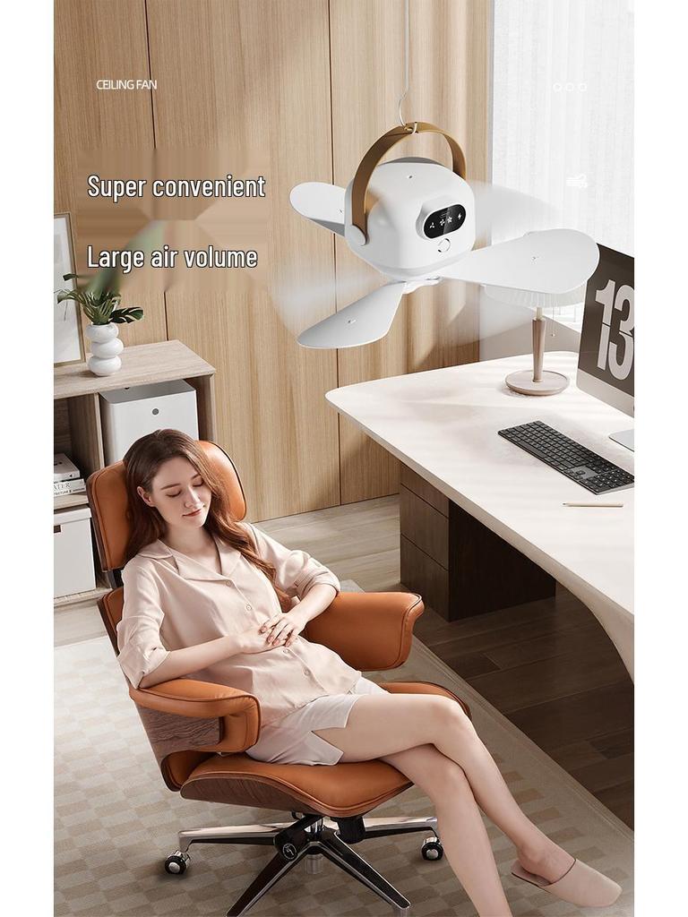 USB Rechargeable Ceiling Fan with Night Light & Remote Control for Dorms and Small Spaces
