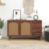 Storage Cabinet Wood Grain Smooth Edge High Stability Sturdy Construction Simple Installation Item Storage