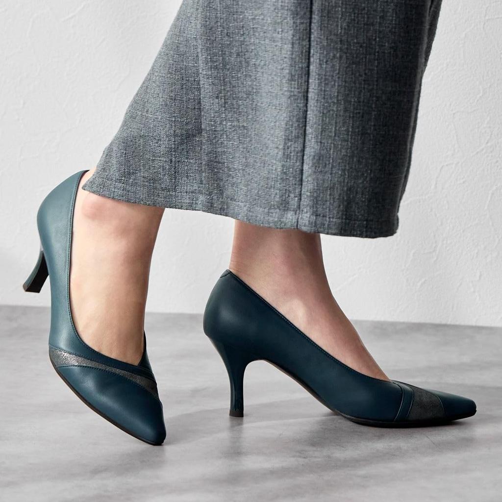 Himiko (Himiko) Switch Design Pointed Toe Pumps / 643303 Blue 220