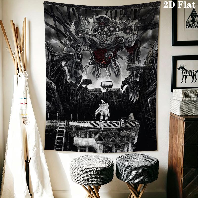 DOOM The Dark Ages Wall Tapestry Aesthetic Wall Hanging Printed Fabric Blanket Decorative Tapestries for Bedroom Living Room Home Decor