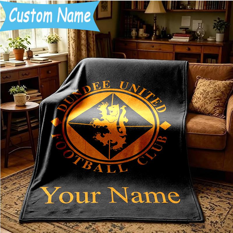 Custom Name Dundee United Crest Design Blanket Bedding Blanket for Women Men, Soft Throw Blankets for Couch,Bed, picnic, Christmas gifts