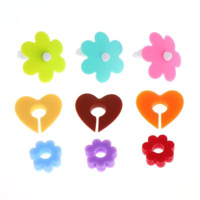12Pcs Heart Flowers Silicone Wine Glass Markers Juice Champagne Cup Goblet Label Mug Tag Bar Wedding Identification Party Tools