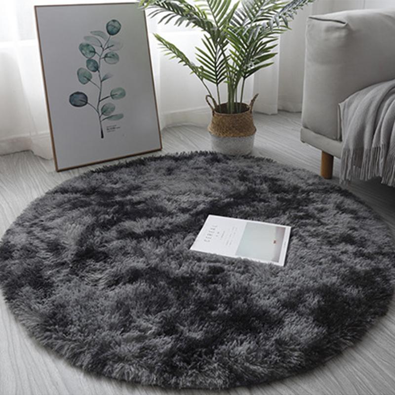 Silk Carpet Tie Dye Long Hair Thick Round Carpet
