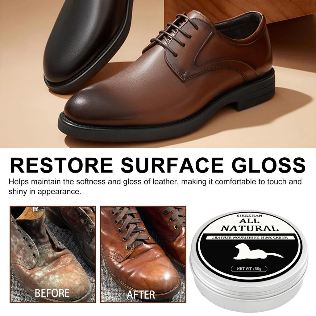 SIKEZHAN Leather Sofa Cleaner Polish Mink Oil Cream Luxury Bag Care Salve 30/50/100g - Shoe Cleaning & Protection Products