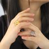 LIKGREAT OM Symbol Buddhism Yoga Ring For Women Stainless Steel Indian Hindu Open Rings Supernatural Spiritual Amulet Jewelry