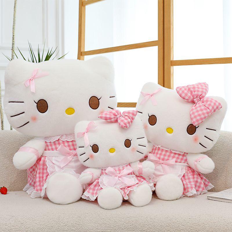Creative Hello Kitty Plush Toy: Cute Maid Cat Doll with Bow - Perfect Birthday Gift Companion