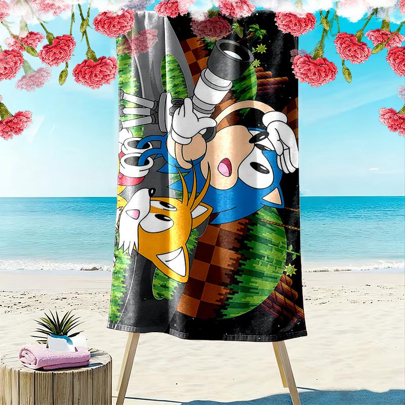 Sonic the Hedgehog4 Print Beach Towel, Large Soft Quick Dry Towel for Beach Camping Swimming