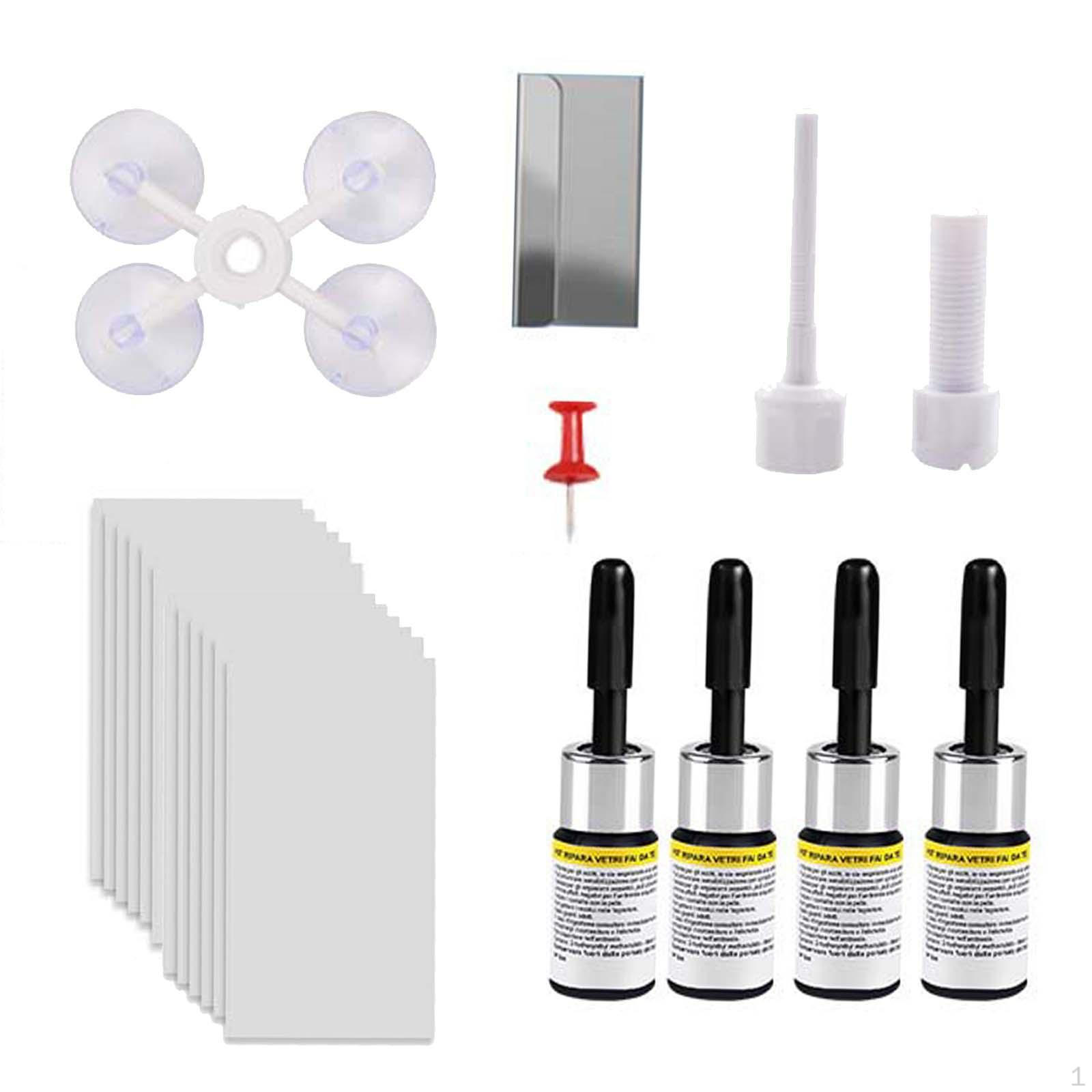 

Car Windshield Crack Repair Kit Scratch Remover Quick Fix Vehicle Windscreen Tool Glass Fluid 4 Bottles