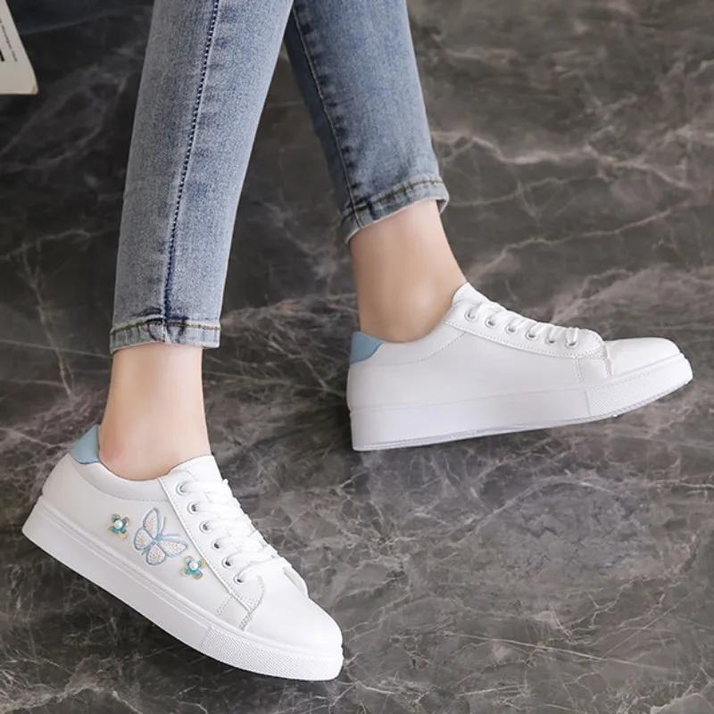 fashion New Women's Sneakers Butterfly Embroidered Flats Women's Outdoor Running Vulcanized Shoes Breathable Women's Shoes Zapatos Mujer