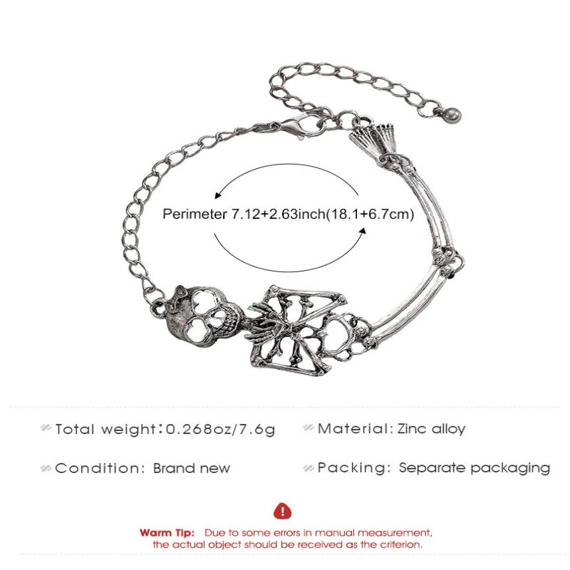 Gothic Alloy Skull Bangle, Vintage Dark Punk Style Bracelet, Fashion Statement Wrist Ornament for Male and Female