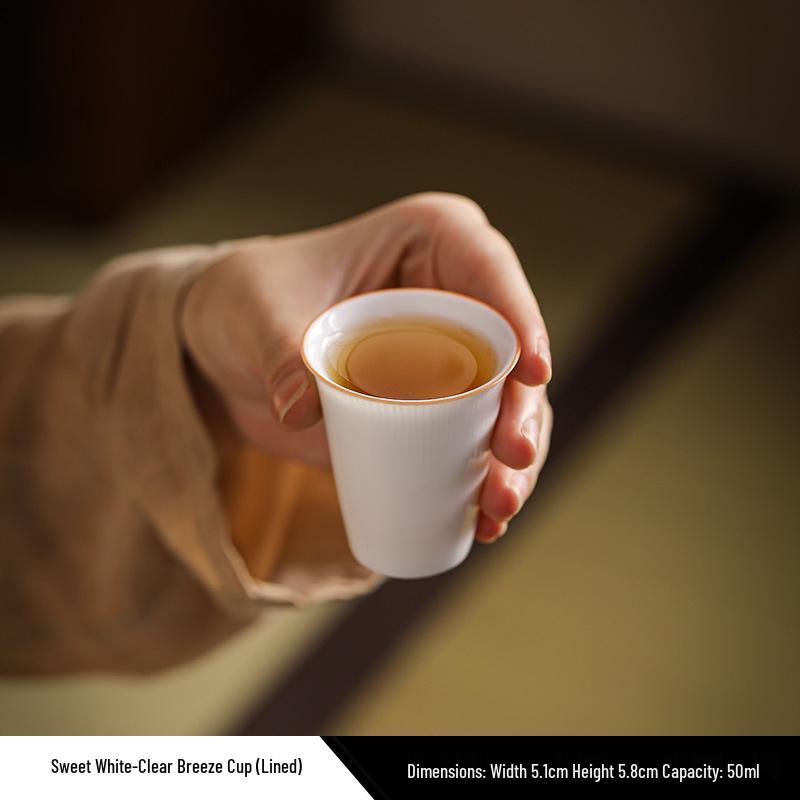 Gold Thread Porcelain Gongfu Tea Cup - Traditional White Ceramic for Home Use