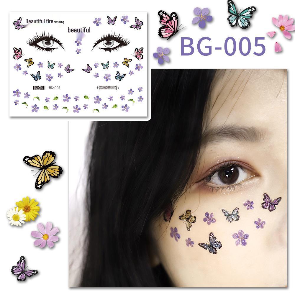 Waterproof Glitter Tattoo Stickers for Music Festival Face Makeup and Party Dance