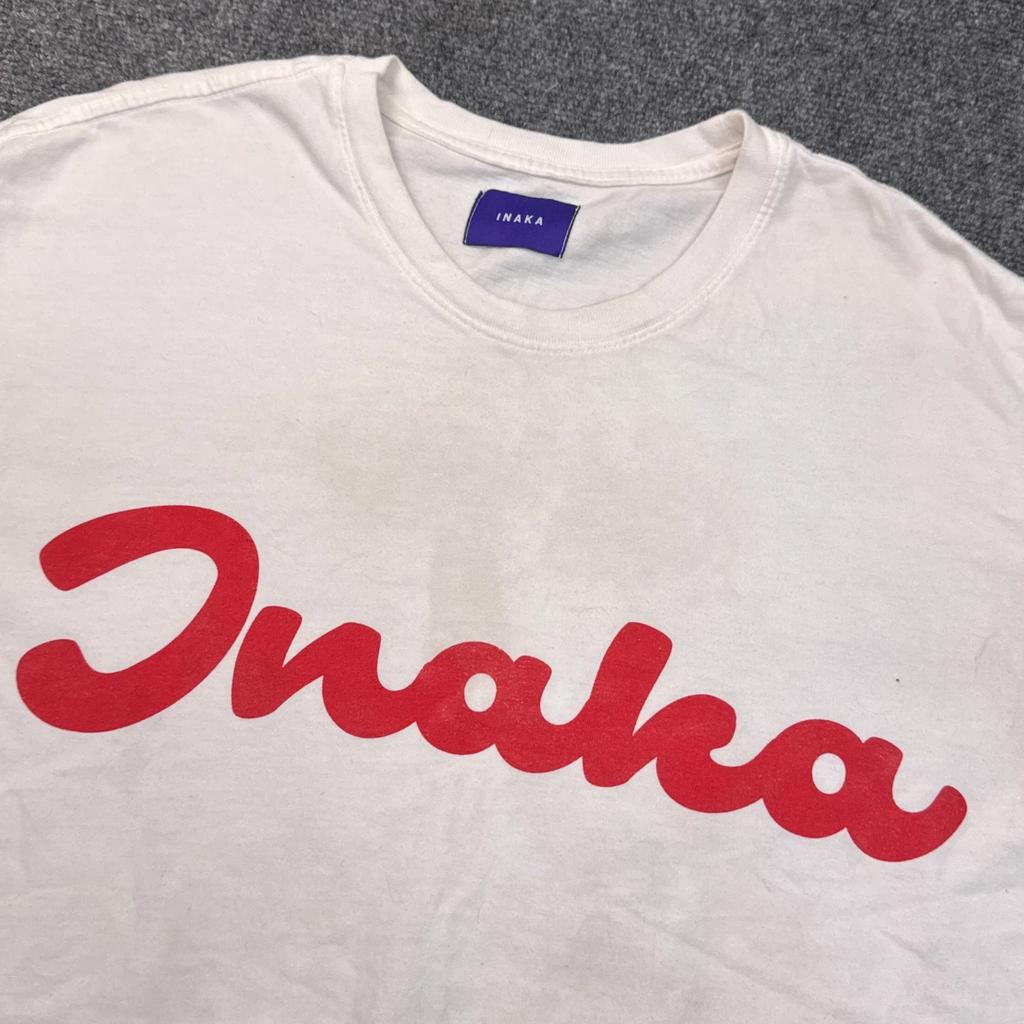 Inaka Power T Shirt Mens Size XL White Script Logo Crew Neck Essential Tee