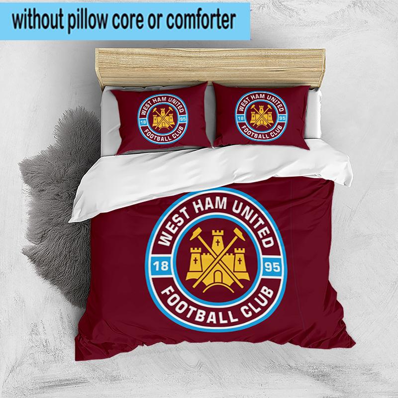 3PCS West Ham United Crest Bedding Set For Bedroom, Dormitory,Including 1pc Duvet Cover And 2pcs Pillowcases Large size Fan gift