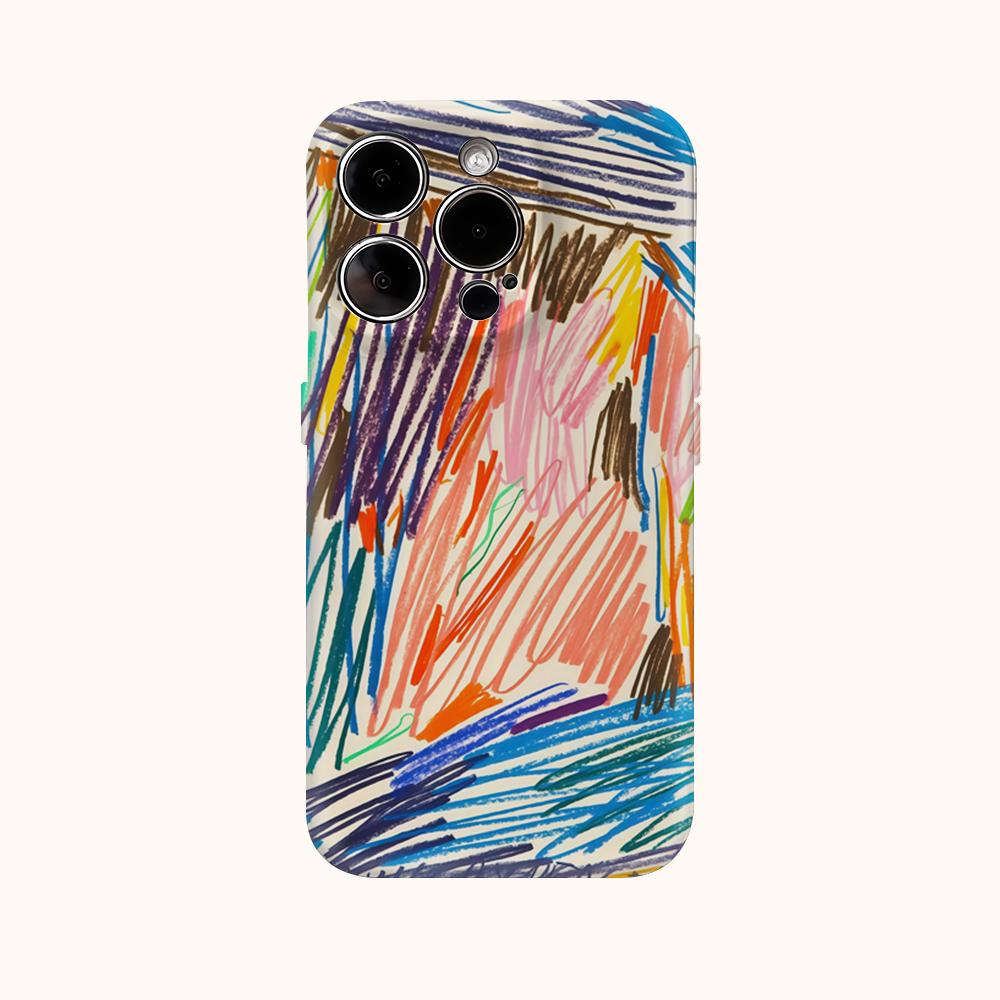 Colored Line Drawing Phone Case for IPhone 16 15 14 13 12 11 X XS XR XSMAX 7 8 Pro Max Plus Double-layer Back Cover